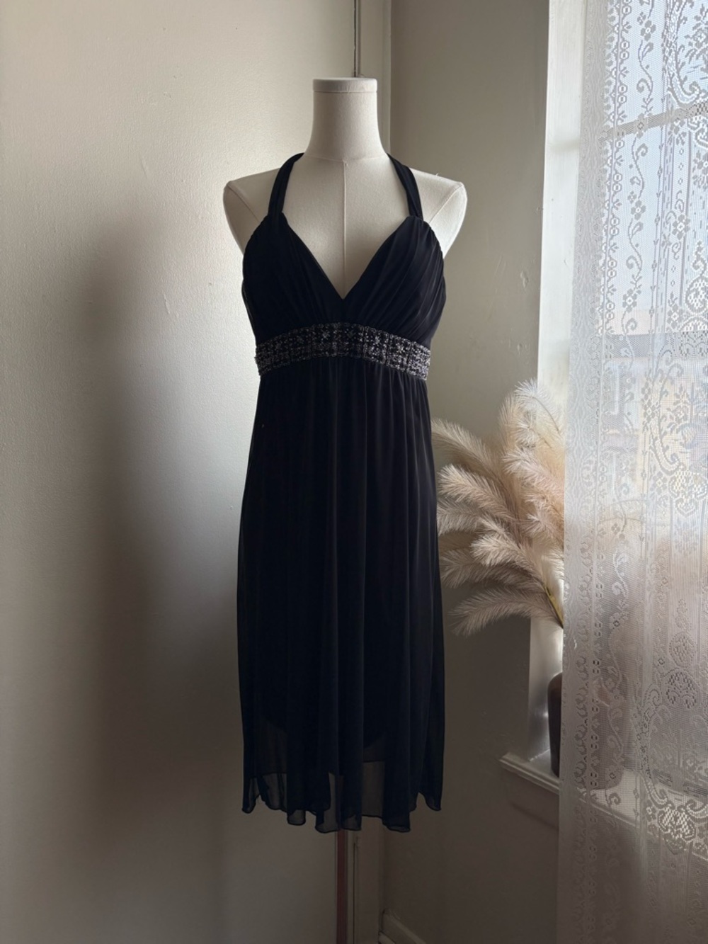 windsor y2k whimsygoth halter sheer mesh midi dress